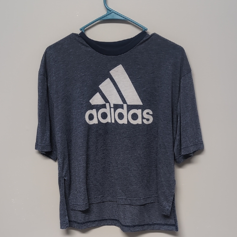 Adidas Kids Dark Blue Tee with White Logo